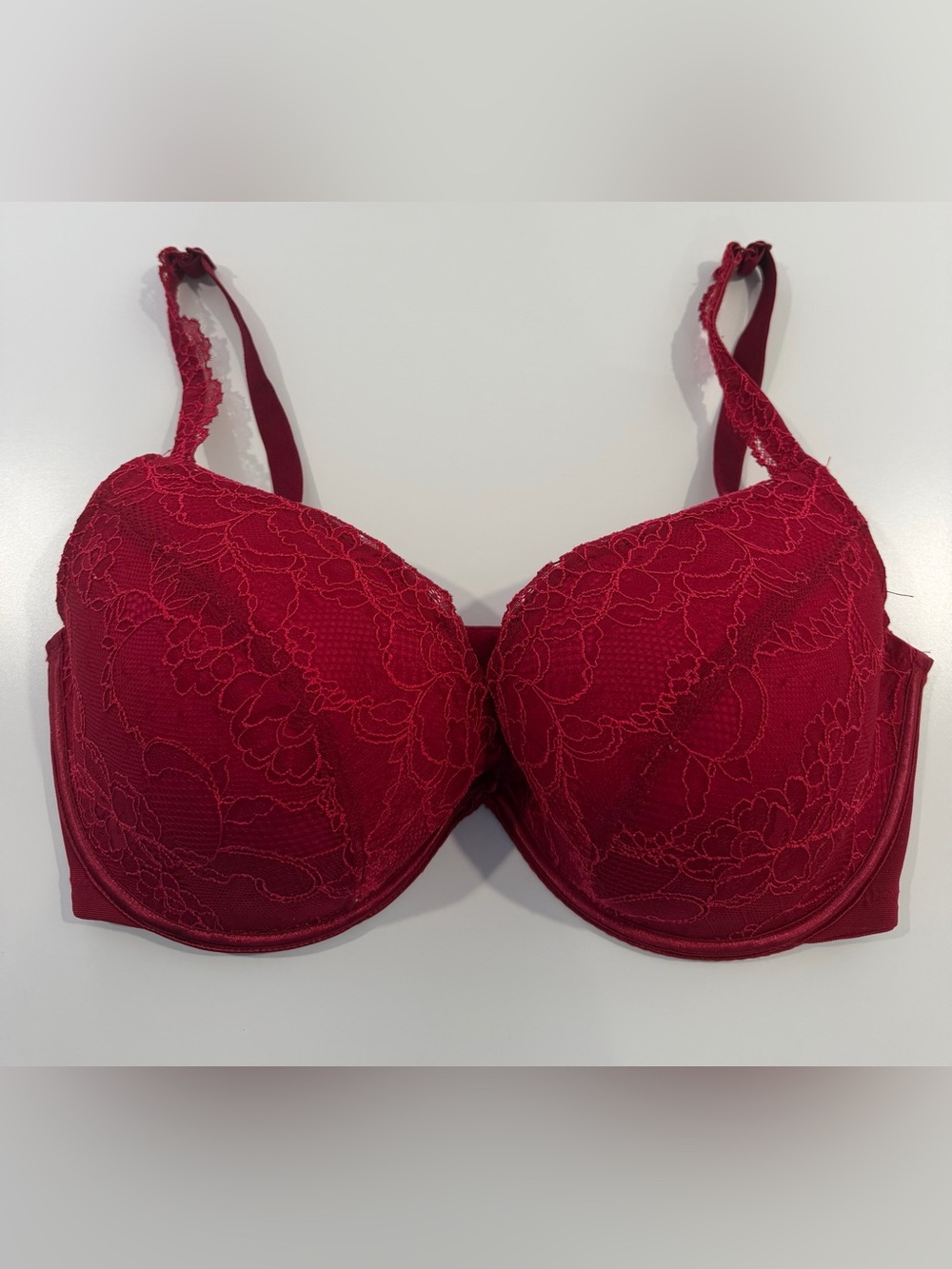 Cacique Red Floral‎ Lace Full Coverage Bra Size 38DDD